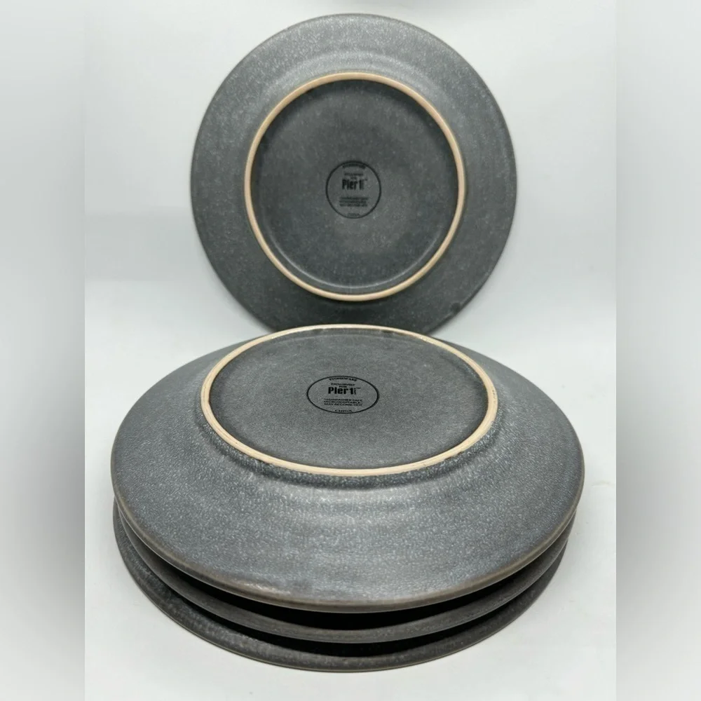 Pier 1 One Easton Charcoal Stoneware Salad Plates Set of 4